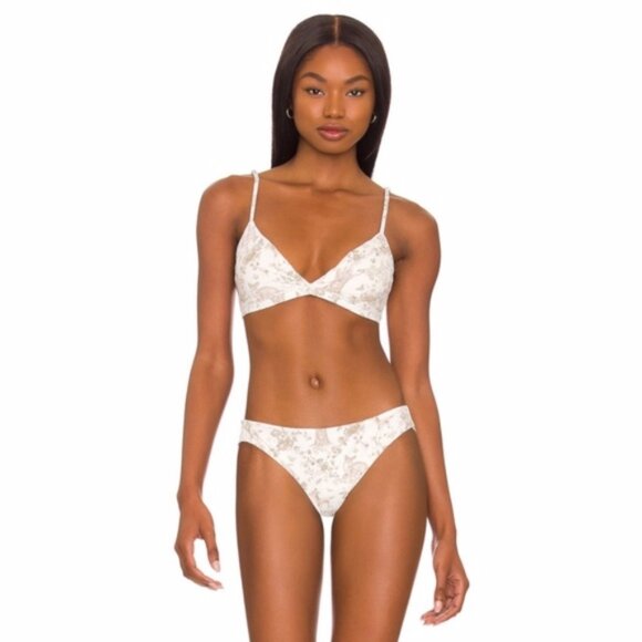 FRANKIES BIKINIS X Gigi Hadid Dawson Bikini Bottoms In Yomi Toile Tan Print - Picture 3 of 6